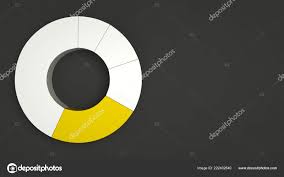 White Ring Pie Chart One Yellow Sector Black Background