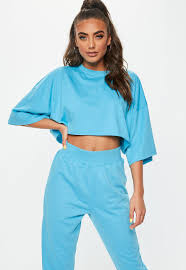Missguided Synthetic Light Blue Cropped Oversized T Shirt Lyst