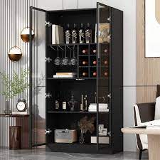 Black Wood 31 5 In W Display Cabinet