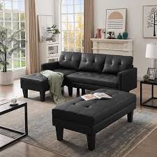 Pu Faux Leather Sectional Sofa Bed L
