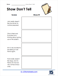 show don t tell worksheets 15
