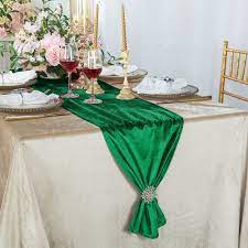 emerald green velvet table runner