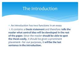 Writing The Introduction And The Thesis Statement Career Research