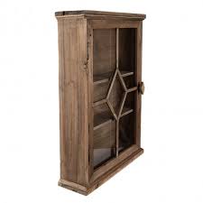 Brown Wood Glass Storage Cabinet