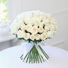 order bunch of 50 white roses at
