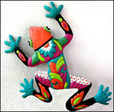 Painted Metal Frog Metal Art Tropical