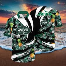 new york jets nfl flower hawaiian shirt