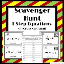 one step equations scavenger hunt qr