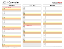 2021 calendar with holidays, notes space, week numbers 2021 or moon phases in word, pdf, jpg, png. 2021 Calendar Free Printable Excel Templates Calendarpedia