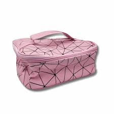 pink black lines makeup pouch
