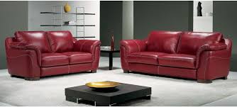 Minuetto Red Leather 3 2 Sofa Set