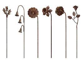 rose with leaf metal flower garden stakes