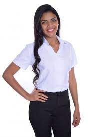 Menor para maior ordenar por preço: Linha Pro Camisa Social Feminina Micro Sarja Unifor All Uniforme Escolar Moda Branca E Profissional