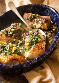 pan seared cod with a caper parsley