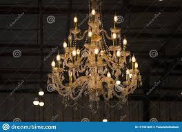 Luxury Chandelier In The Light Bulbs Hanging From The Ceiling Interior Decoration Retro Style Stock Image Image Of Hang Hotel 151901509