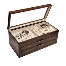 mocha wooden gl top jewelry box