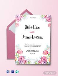Free Watercolor Floral Wedding Invitation Template Word
