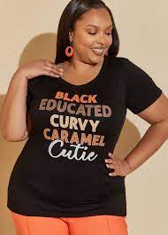 Plus Size tee t shirt Black Educated Curvy plus size graphic tee