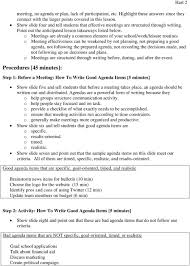 Lesson Plan How To Write Agendas And Meeting Minutes Tabitha Hart