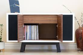 diy record player stand with storage