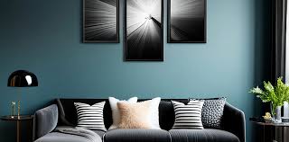 modern living room wall art with dark