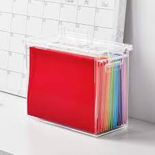 office file box with top handle clear