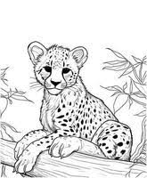cheetah coloring page vector art icons