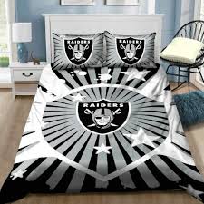 Las Vegas Raiders Grey White Bedding Set