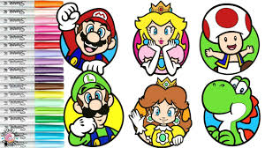 Explore 623989 free printable coloring pages for your you can use our amazing online tool to color and edit the following mario kart peach coloring pages. Super Mario Bros Coloring Book Compilation Nintendo Mario Luigi Princess Peach Princess Daisy Yoshi Youtube
