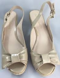 Details About Franco Sarto Wedge Nude Bow Chart Vegan Size 8 5m