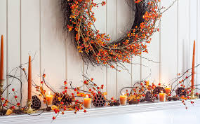 nature inspired fall mantel decor