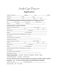 Daycare Application Form Sample Forms Odywnw Resume