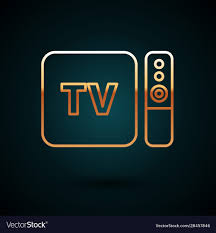 Gold line multimedia and tv box receiver Vector Image