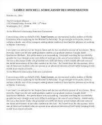 Recommendation Letter Template For Student Scholarship