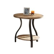 Denise Round End Table In Planked Light