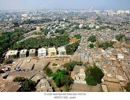 Aerial view of slums Bombay Mumbai ...