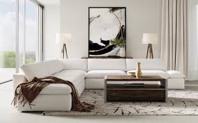 white fabric sectional sofa