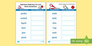 Alphabetical spelling, activities, games, videos, songs. Alphabet Ordering Cut And Stick Worksheet Teacher Made