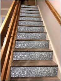 Silver Glitter Sequin Fabric Stairs