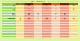 011 Daily Schedule Template Excel Sample Chore Phenomenal