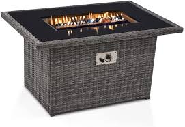 pe rattan outdoor gas fire table