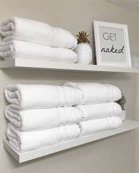 White Bathroom Floating Shelves Towel