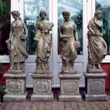 set of four seasons maids on plinths