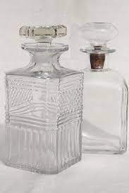 Vintage Glass Decanters Etched Glass