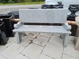 Black Granite Bench With Armrest