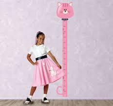 Kids Pink Cat Height Chart Sticker