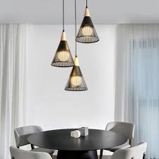 3 Lights Cone Pendant Light Nordic Style Metal Hanging Lamp In Black White For Dining Room Beautifulhalo Com