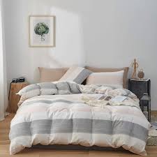 Amazon Com Joyreap 3pcs Premium Cotton Comforter Set Light Gray N Pink Stripes Printed On White Lightweight Comforter For All Season Twin 68x 86 Inches Home Kitchen