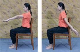 arm swing exercise sit on a chair with