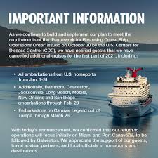 On july 3, carnival cruise line's vista ship left galveston, texas. Carnival Cruise Line Important Update Regarding Early 2021 U S Sailings Facebook